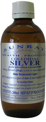 Pure Microfine Colloidal Silver. 50ppm. Silver (Ag)/Lt. In de-ionised water. 200ml. - Click Image to Close